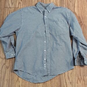 Eddie Bauer gingham shirt canvas-feel 100% cotton button down men's size medium